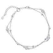 Bratara dubla de argint cu bilute si pietre DiAmanti Z2188BR_W-DIA